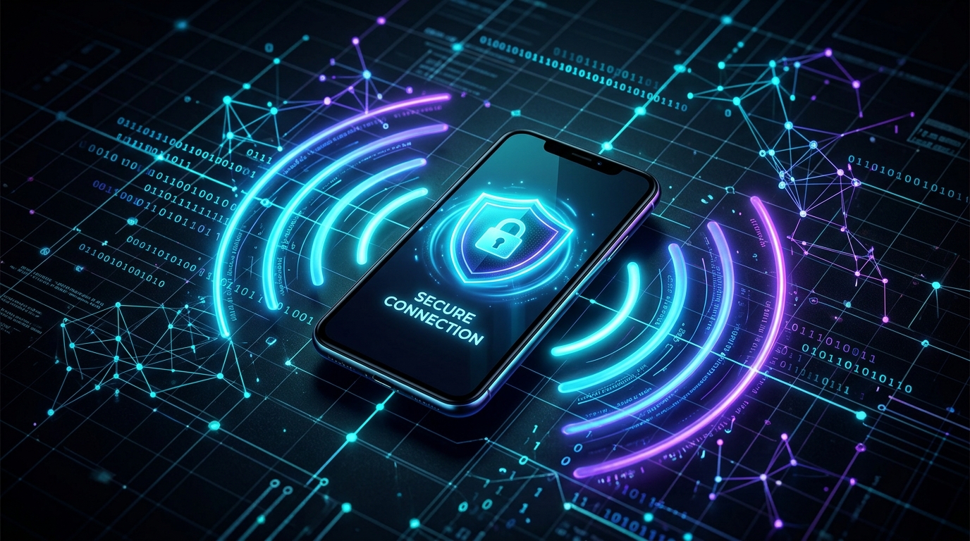 Secure Bluetooth connection and data routing illustration